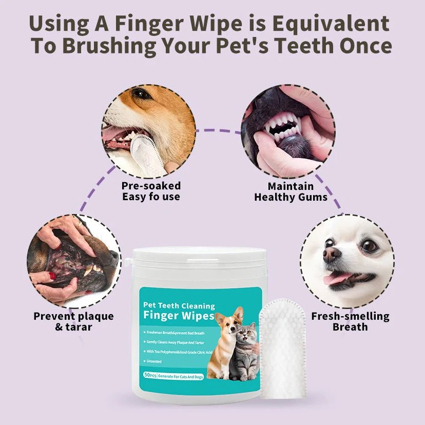 Premium Pet Finger Toothbrush Wipes