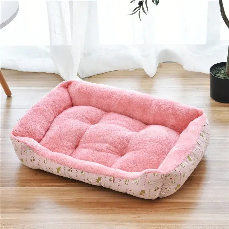 Candy-colored breathable cotton dog bed for cozy year-round rest